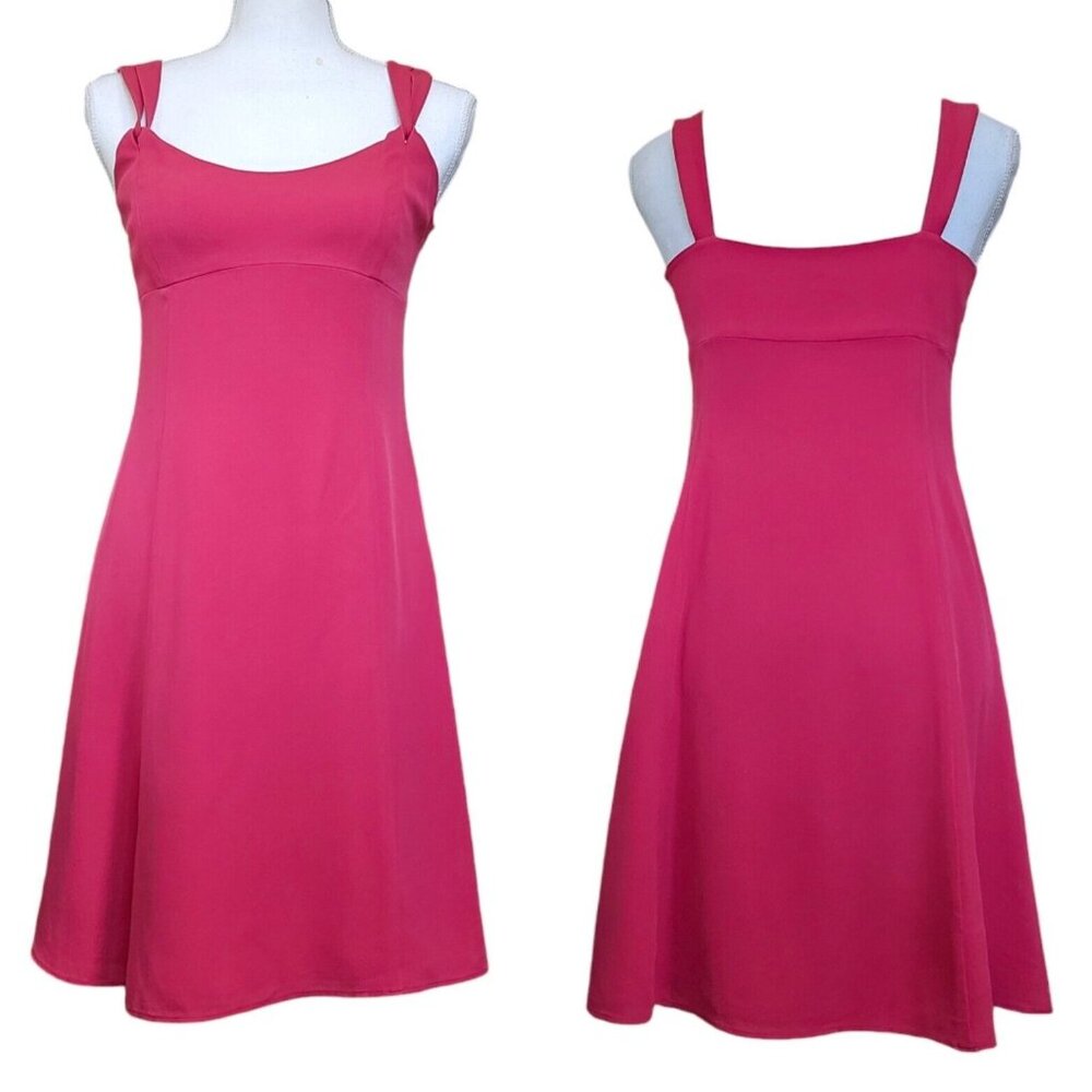Vintage 90s Y2K Size 4 Red Slip Dress Babydoll Silk Sleeveless Mini Formal Short